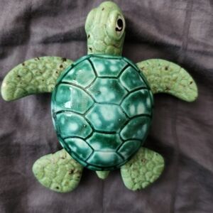 Green Ceramic Turtle Figurine